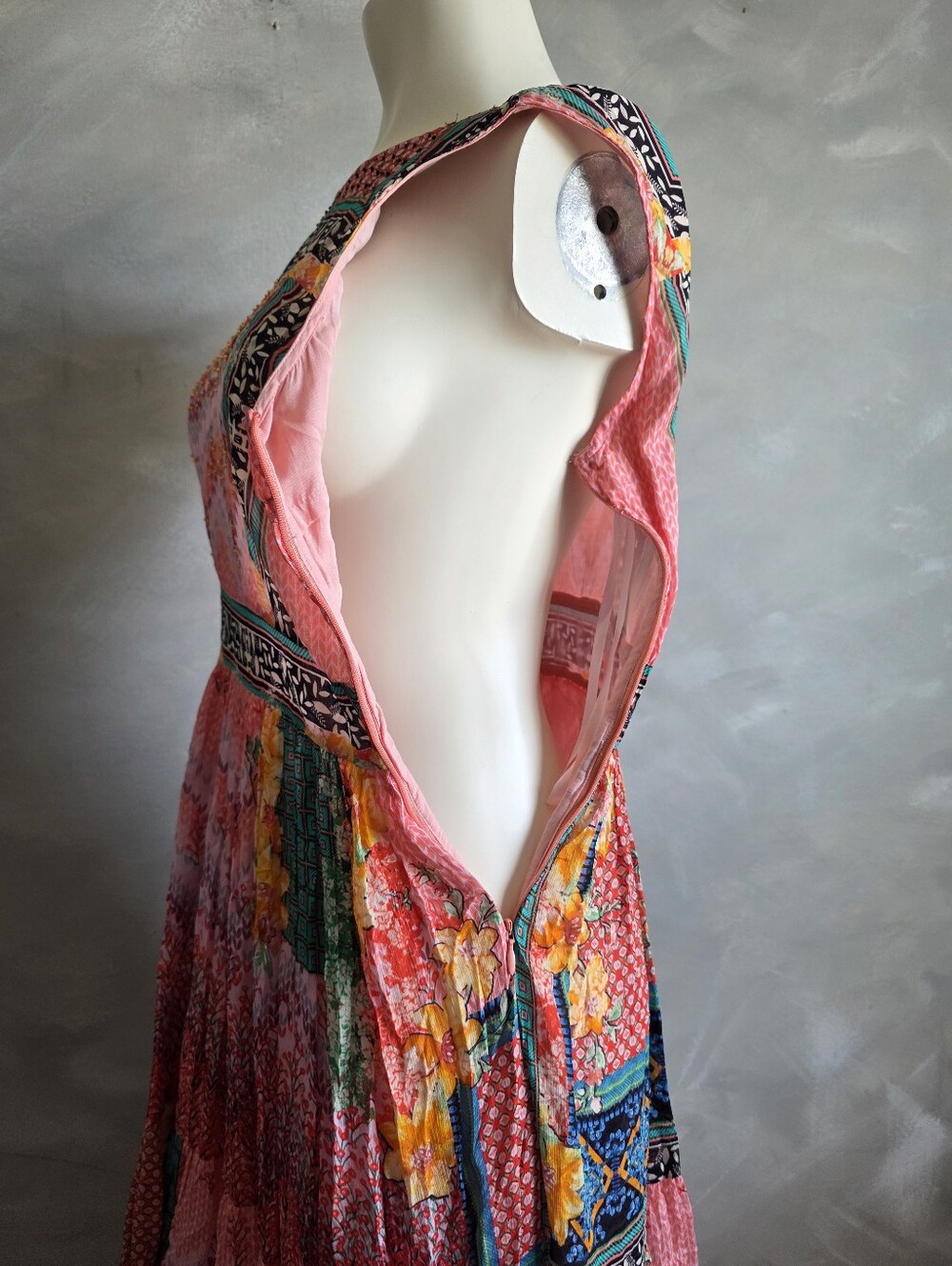 Anthropologie Bhanuni by Jyoti Alessandra Boho Maxi Dress Patchwork Print Sz 2 - Picture 9 of 15